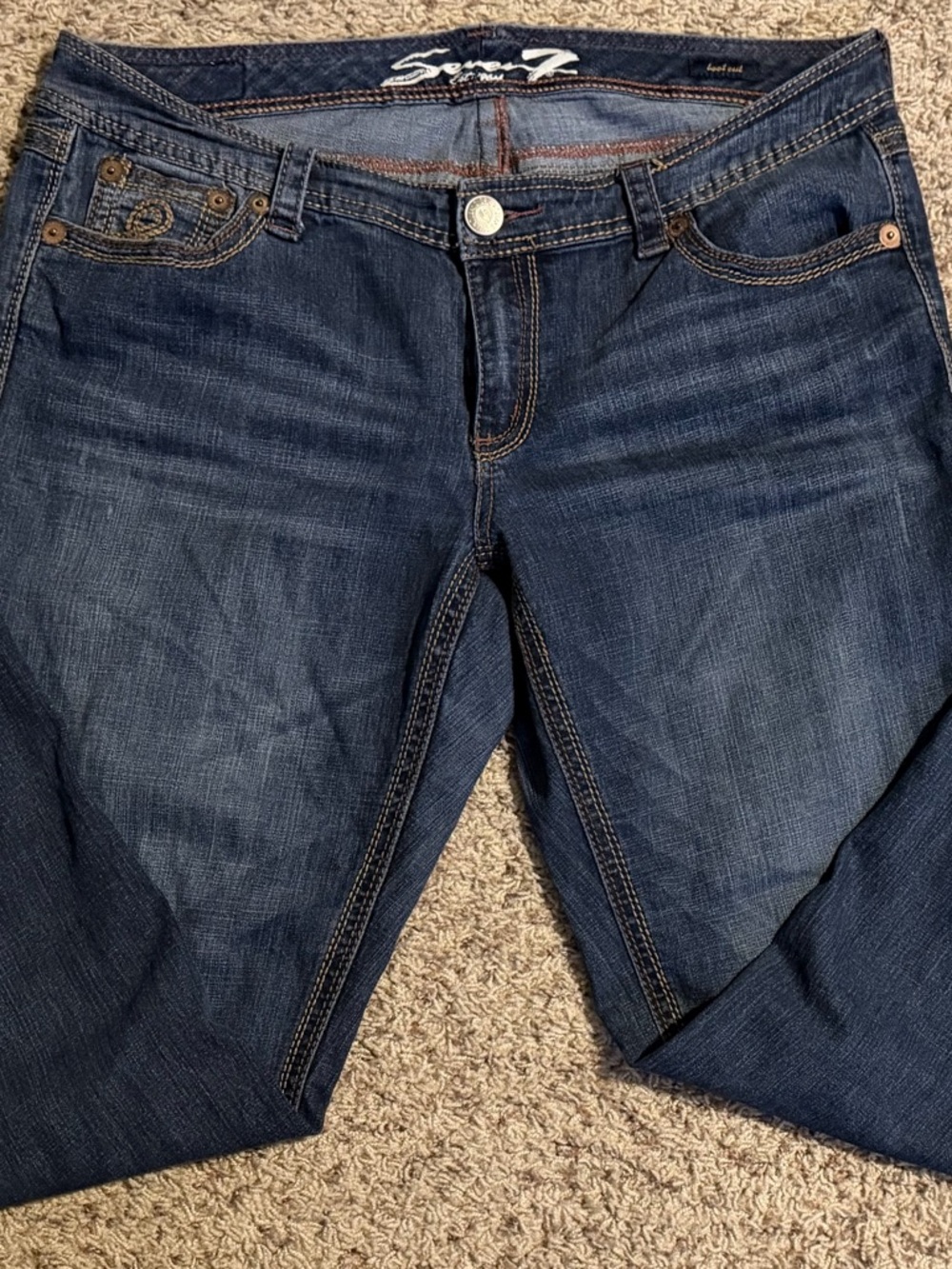Seven7 Luxe Women’s Dark Blue Boot Cut Jeans Size 18